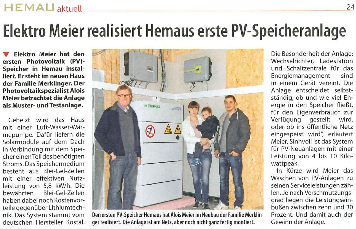 Erste PV-Speicheranlage in einem Holzhaus von Holzbau Semmler