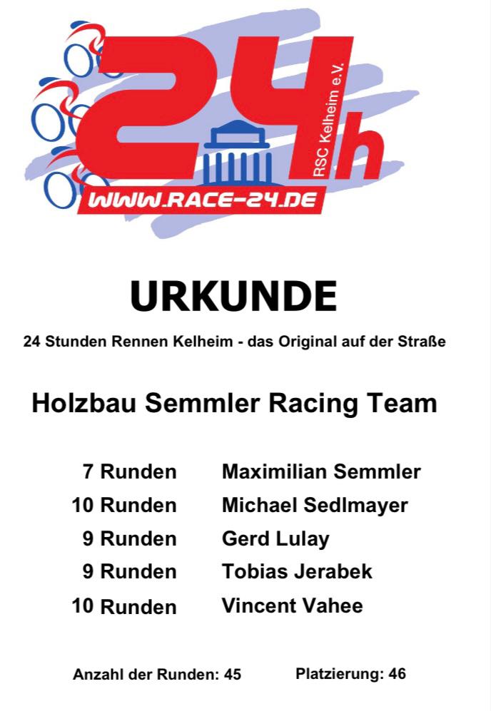 Holzbau Semmler beim 24h-Rennen in Kelheim
