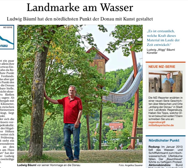Kunstwerk am nördlichsten Punkt der Donau