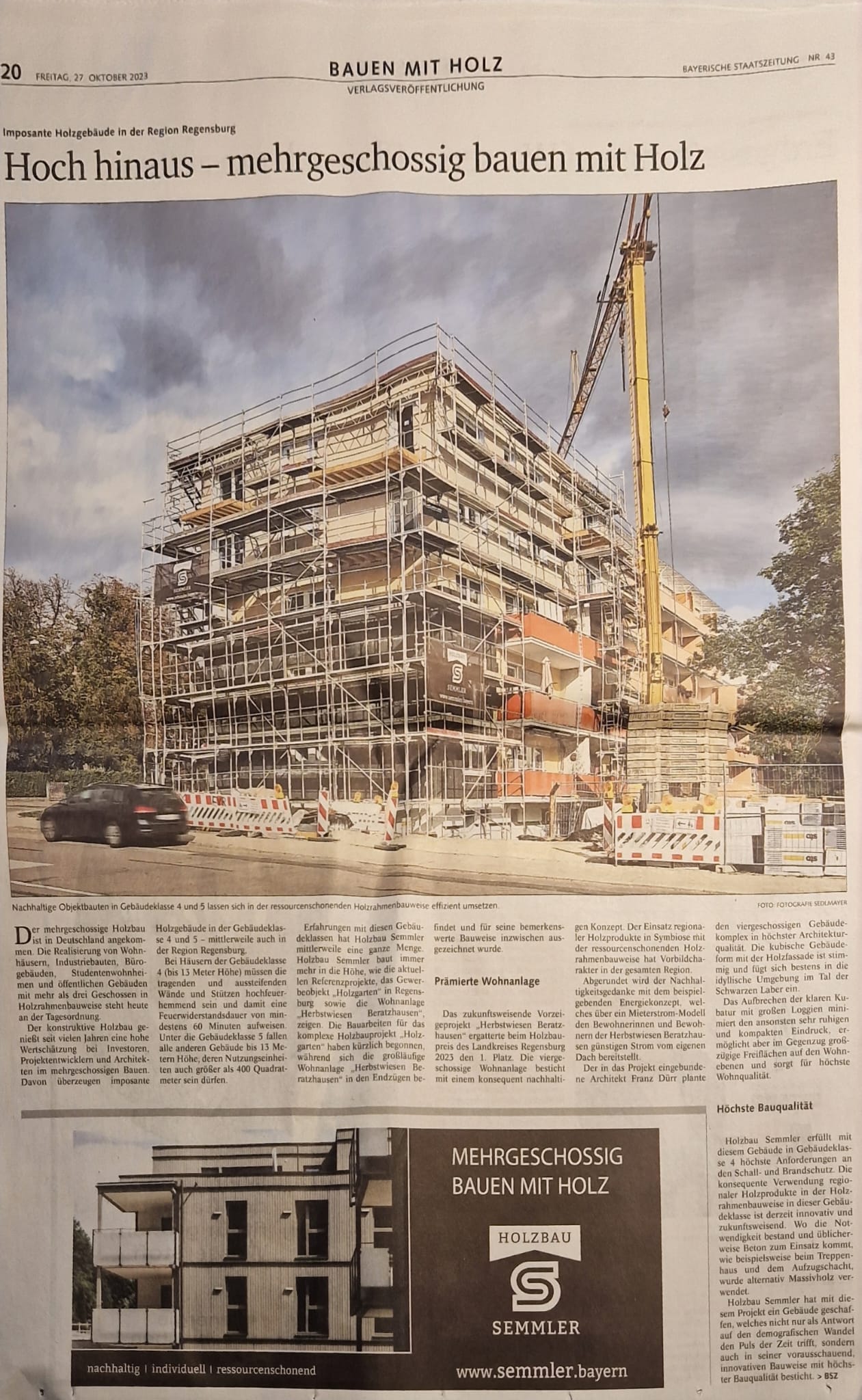 Holzbau Semmler im Bayerischen Staatsanzeiger!