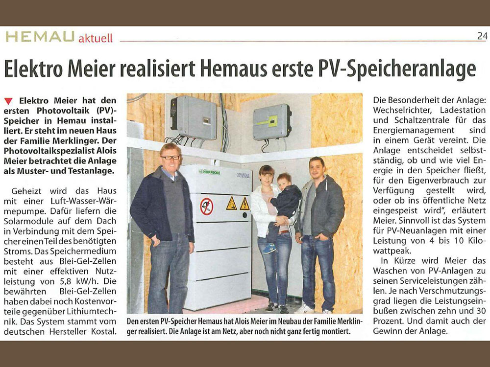 Erste PV-Speicheranlage in einem Holzhaus von Holzbau Semmler