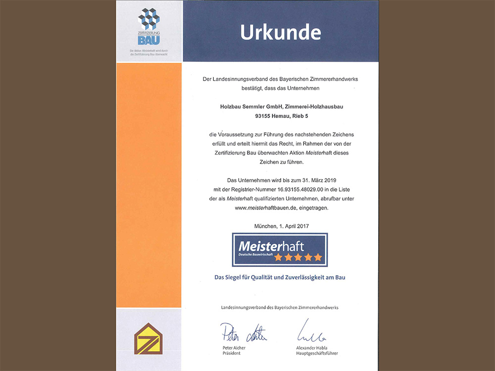 Erneute Zertifizierung in 5*-Meisterhaft