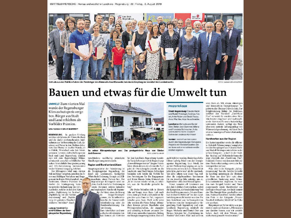 Regensburger Klimaschutzpreis zweimal für Holzbau Semmler